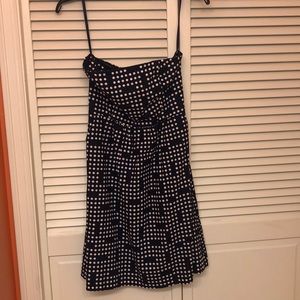 Strapless, navy blue dress